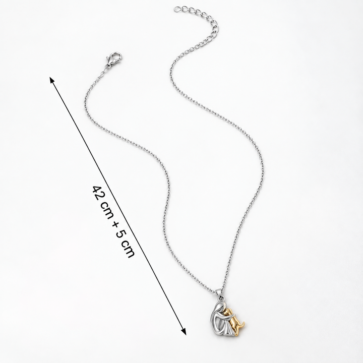 Gold &amp; Silver Necklace Béibhinn with Woman and Dog