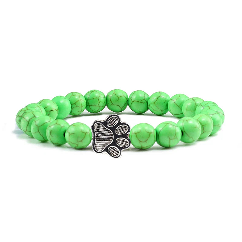 Turquoise Beaded Bracelet Riona with Paw Print
