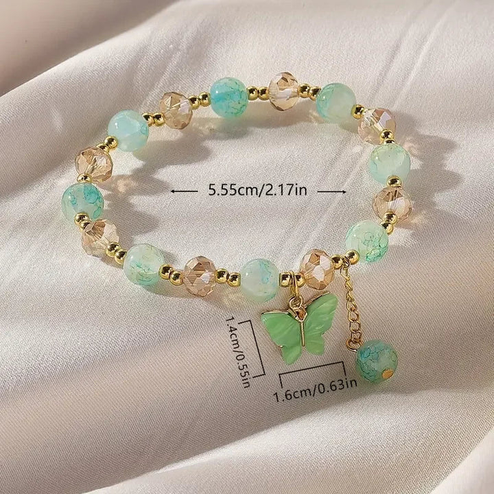 Gold Beaded Bracelet Áine with Butterfly