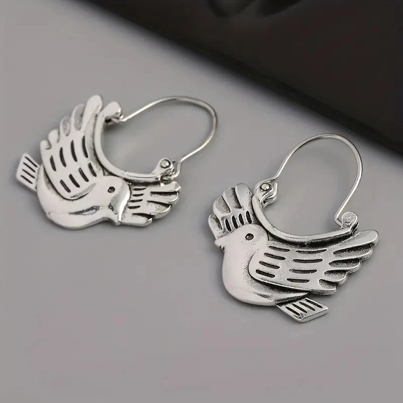 Silver Hoop Earrings Clíodhna with Dove Motif