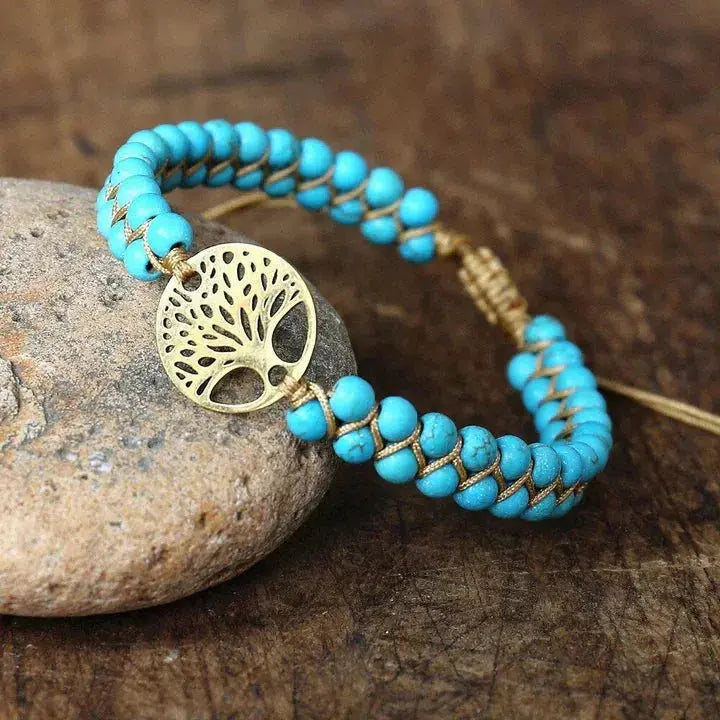 Turquoise Beaded Bracelet Fiadh with Tree of Life