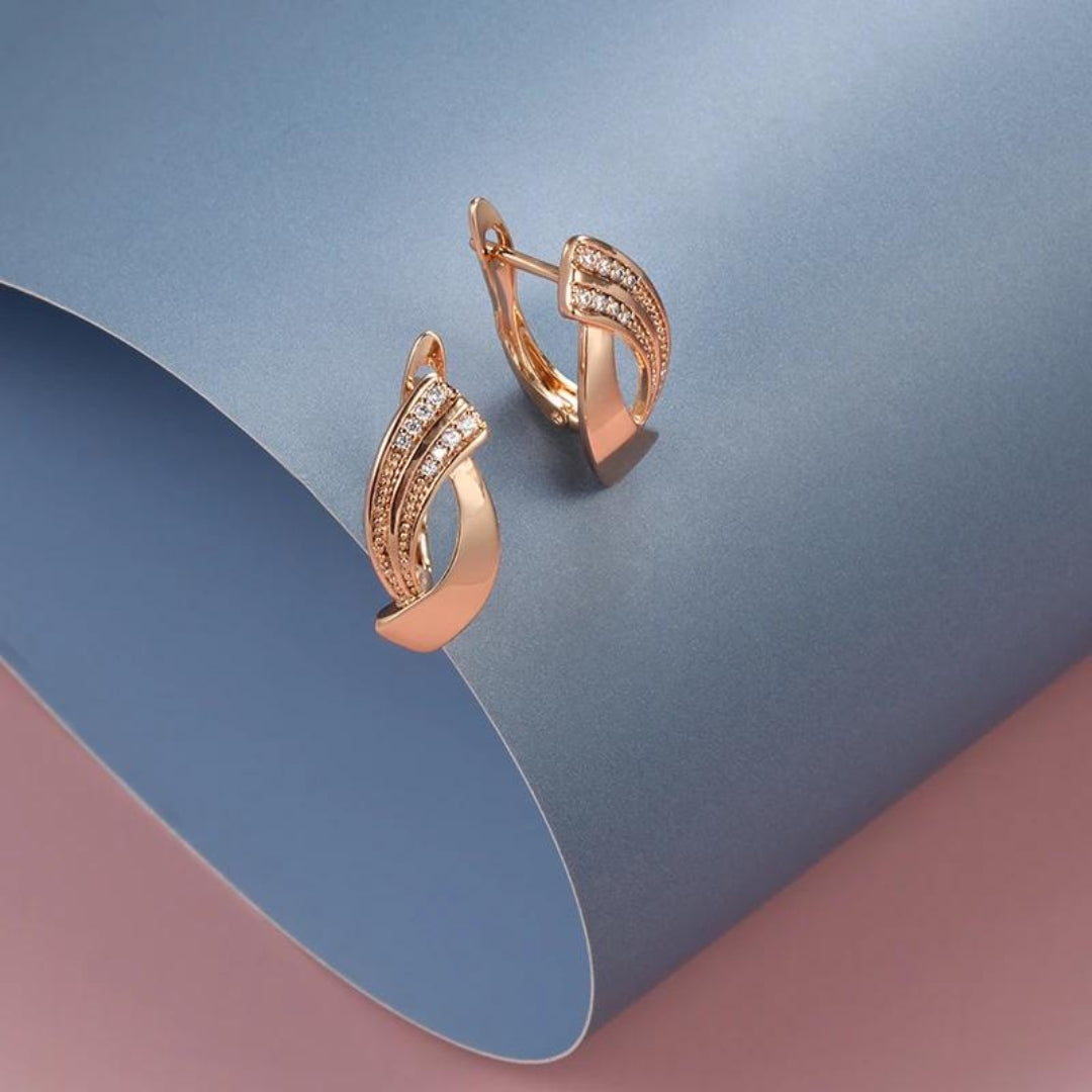 Rose Gold Huggie Earrings Bríd with Zirconia