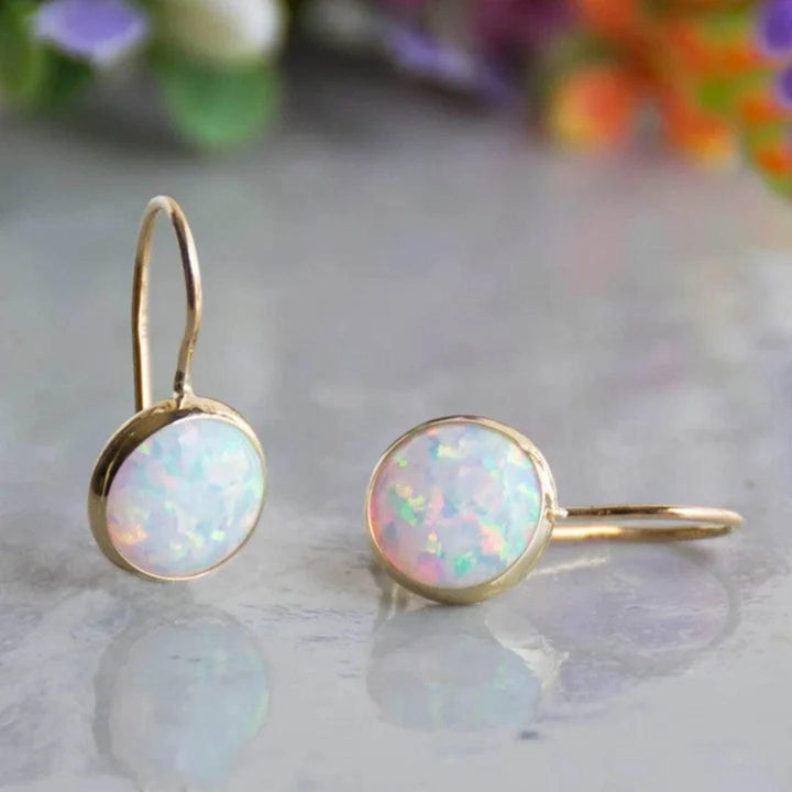 Gold Drop Earrings Maeve with Opal