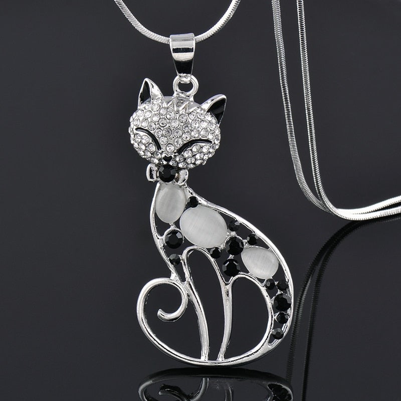 Silver Necklace Darina with Cat