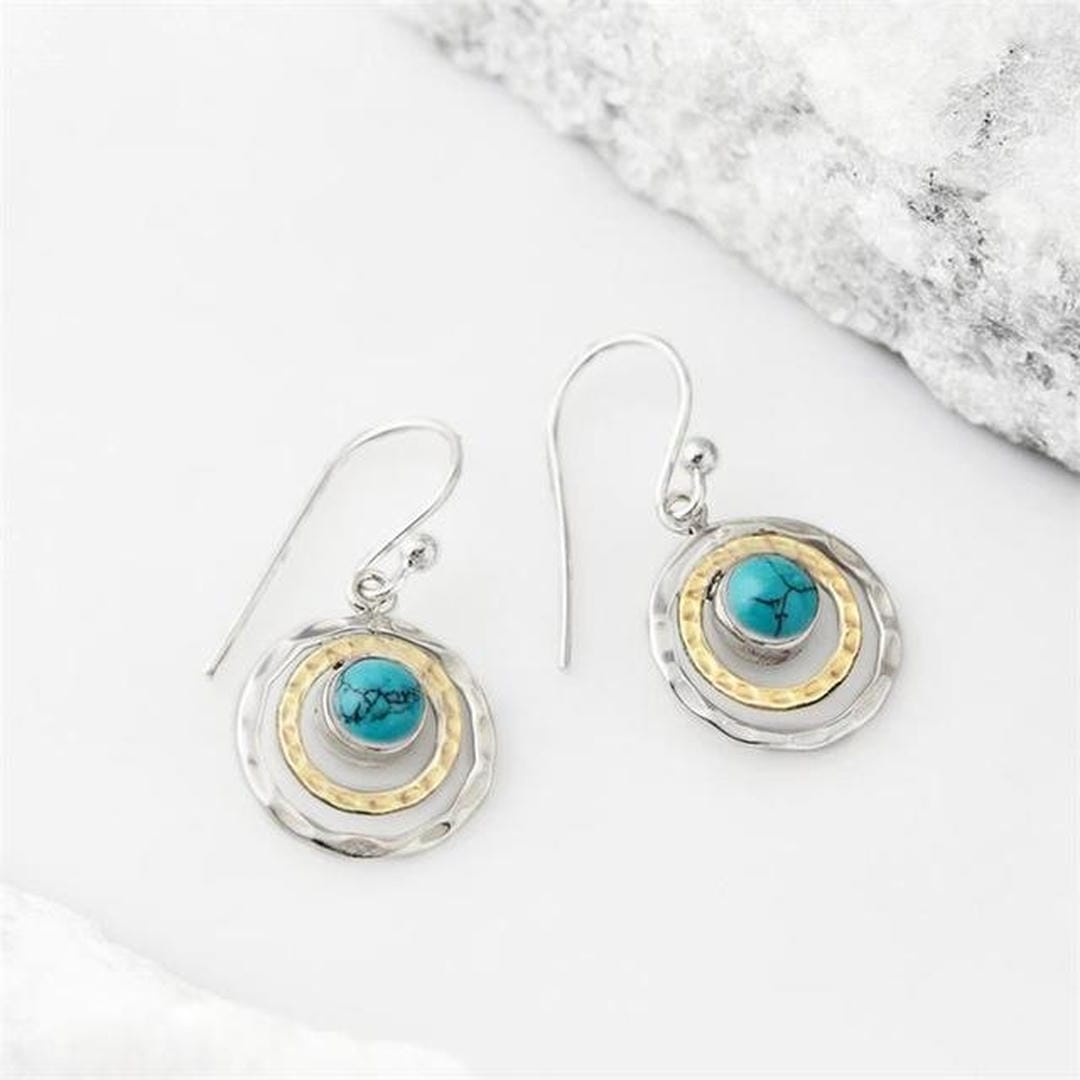 Gold &amp; Silver Ring Set Dingle with Turquoise
