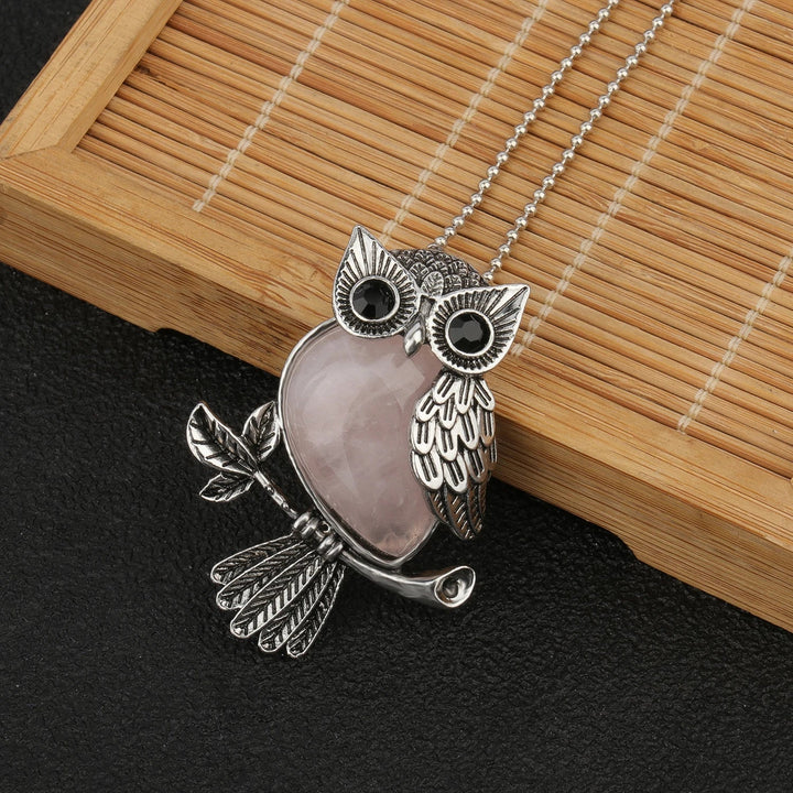 Silver Necklace Siobhán with Amethyst Owl