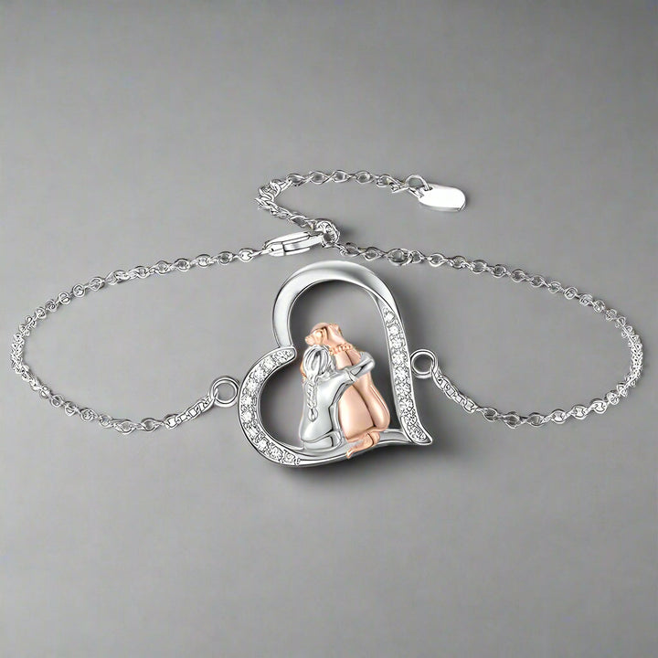 Silver &amp; Rose Gold Necklace with Girl and Dog Motif