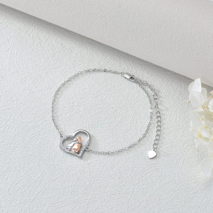 Silver &amp; Rose Gold Necklace with Girl and Dog Motif