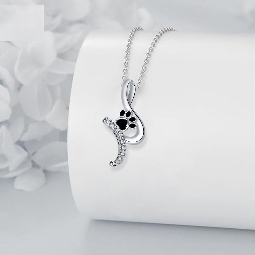 Silver Necklace Ciara with Paw Print
