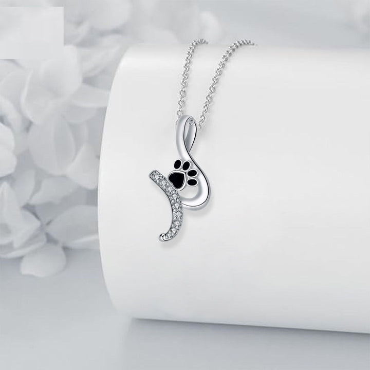 Silver Necklace Ciara with Paw Print