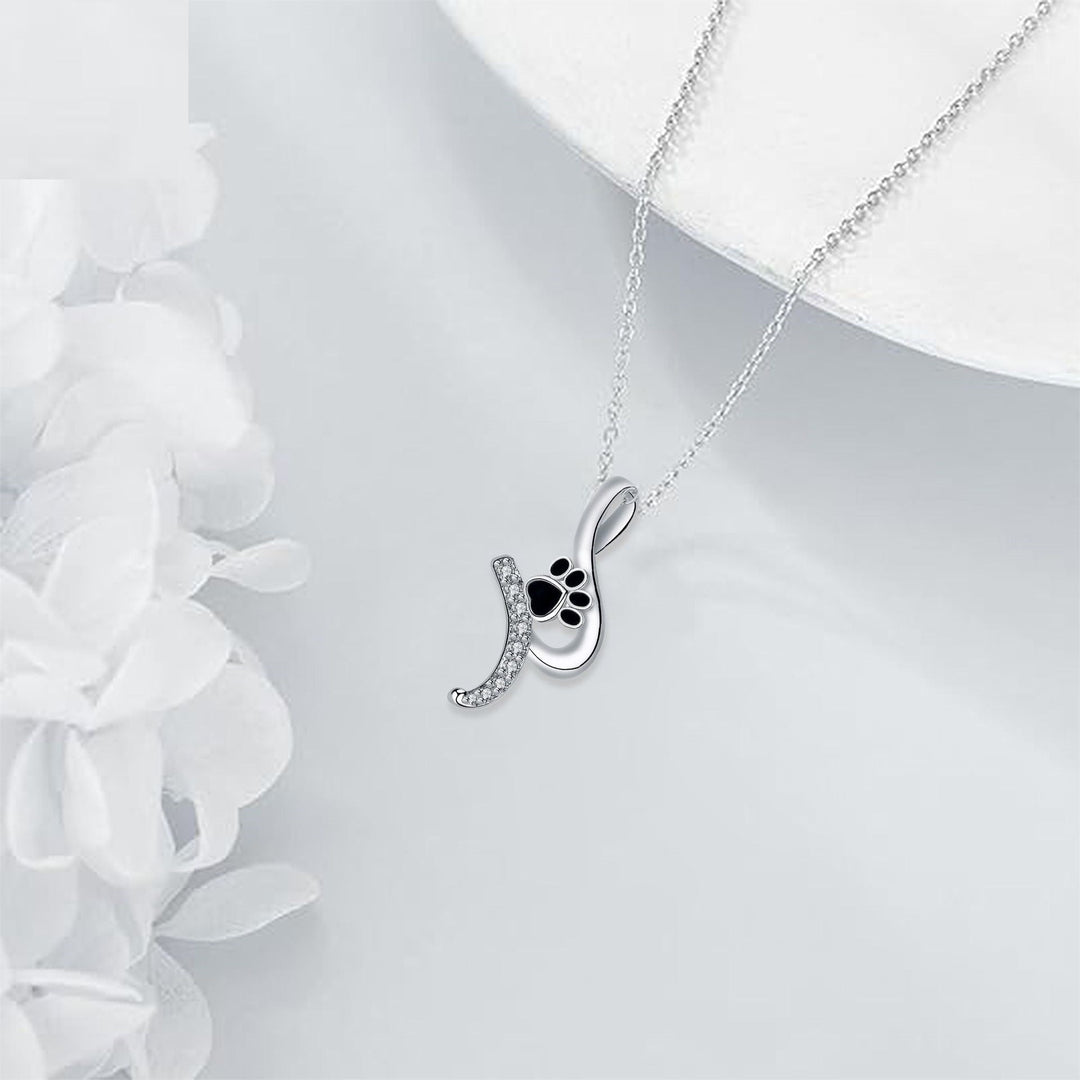 Silver Necklace Ciara with Paw Print
