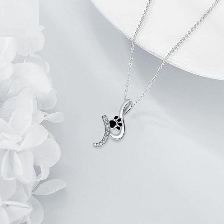 Silver Necklace Ciara with Paw Print