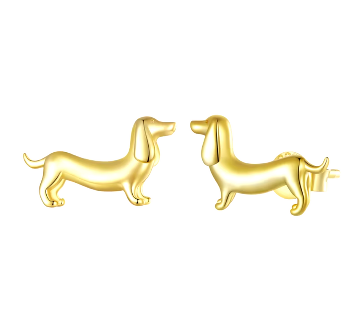 Silver Stud Earrings Bláthnaid with Dachshund
