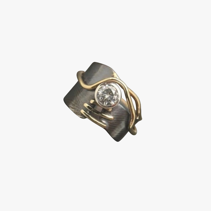 Gold &amp; Silver Ring Aoife with Crystal