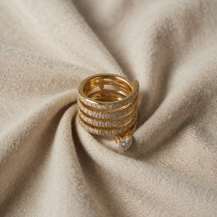 Gold Wrap Ring Dervla with Heart-Cut Zirconia