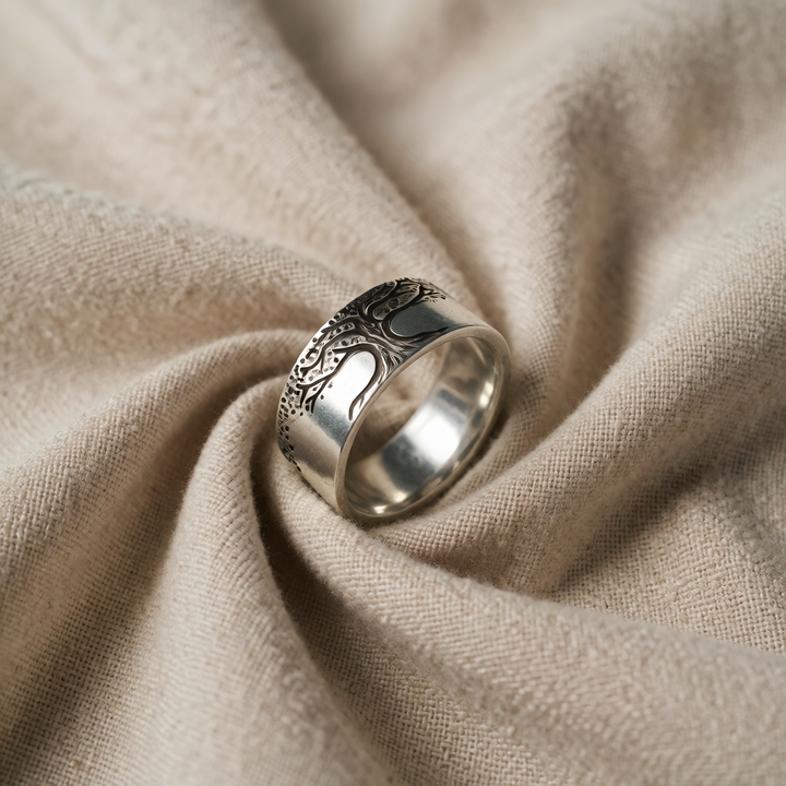 Silver Band Ring Fiadh with Tree of Life Motif