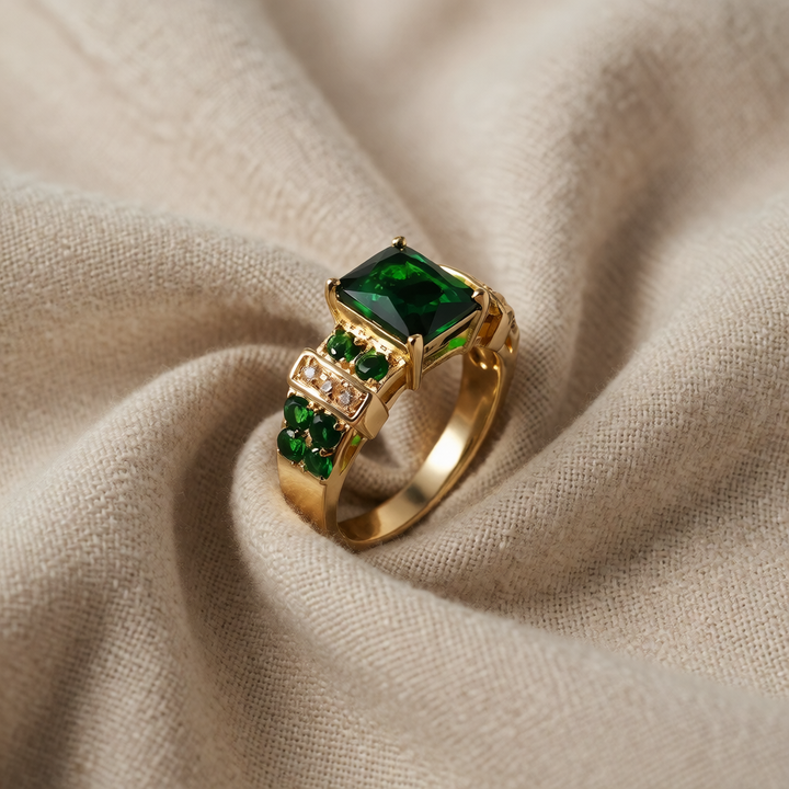 Gold Ring Áine with Emerald