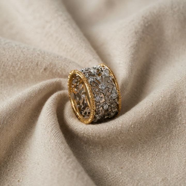 Gold &amp; Silver Ring Méabh with Zirconia
