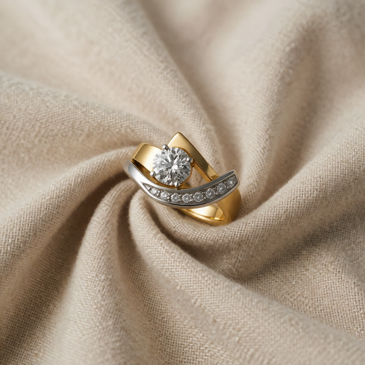 Gold &amp; Silver Ring Méabh with Crystal