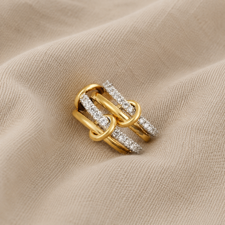 Gold &amp; Silver Ring Deirdre with Zirconia