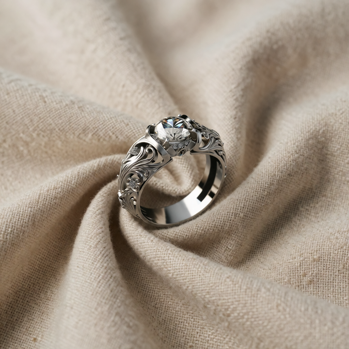 Silver Ring Aisling with Crystal and Filigree
