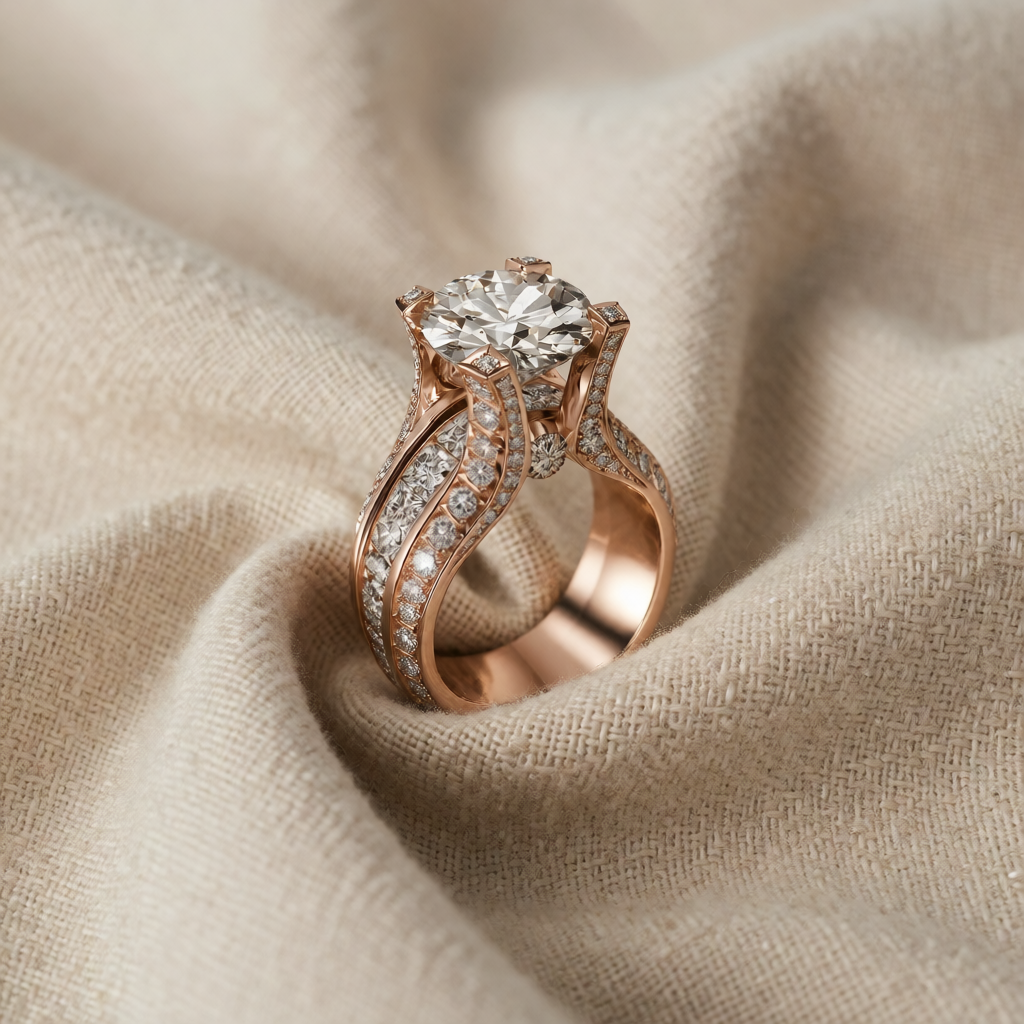 Rose Gold Ring Béibhinn with Crystal