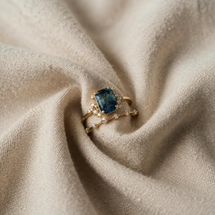 Gold Ring Set Sorcha with Sapphire