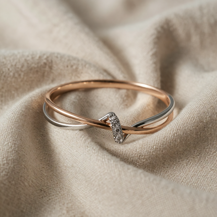 Rose Gold &amp; Silver Ring Nuala with Zirconia