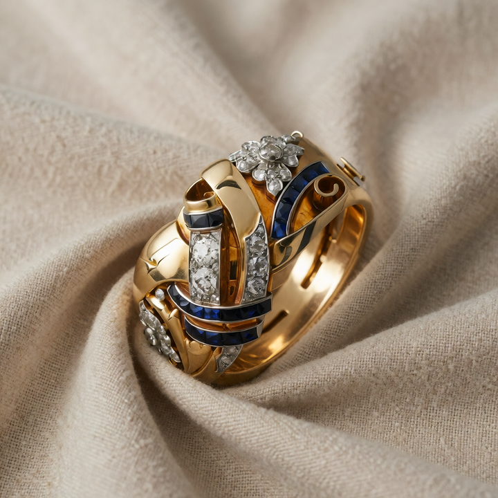 Gold Ring Aoibhinn with Sapphire &amp; Zirconia