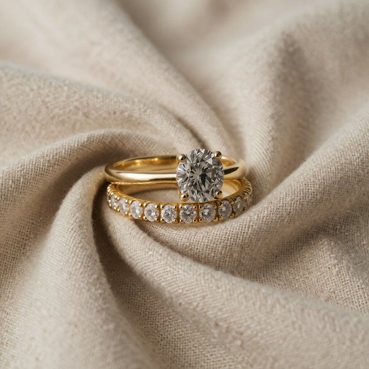 Gold Ring Set Kinsale with Crystals