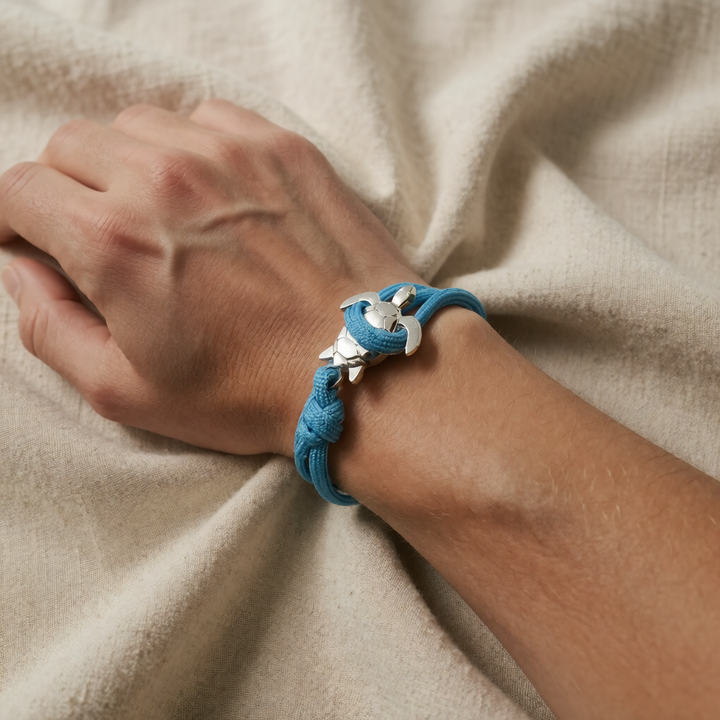 Silver Cord Bracelet Neasa with Sea Turtle
