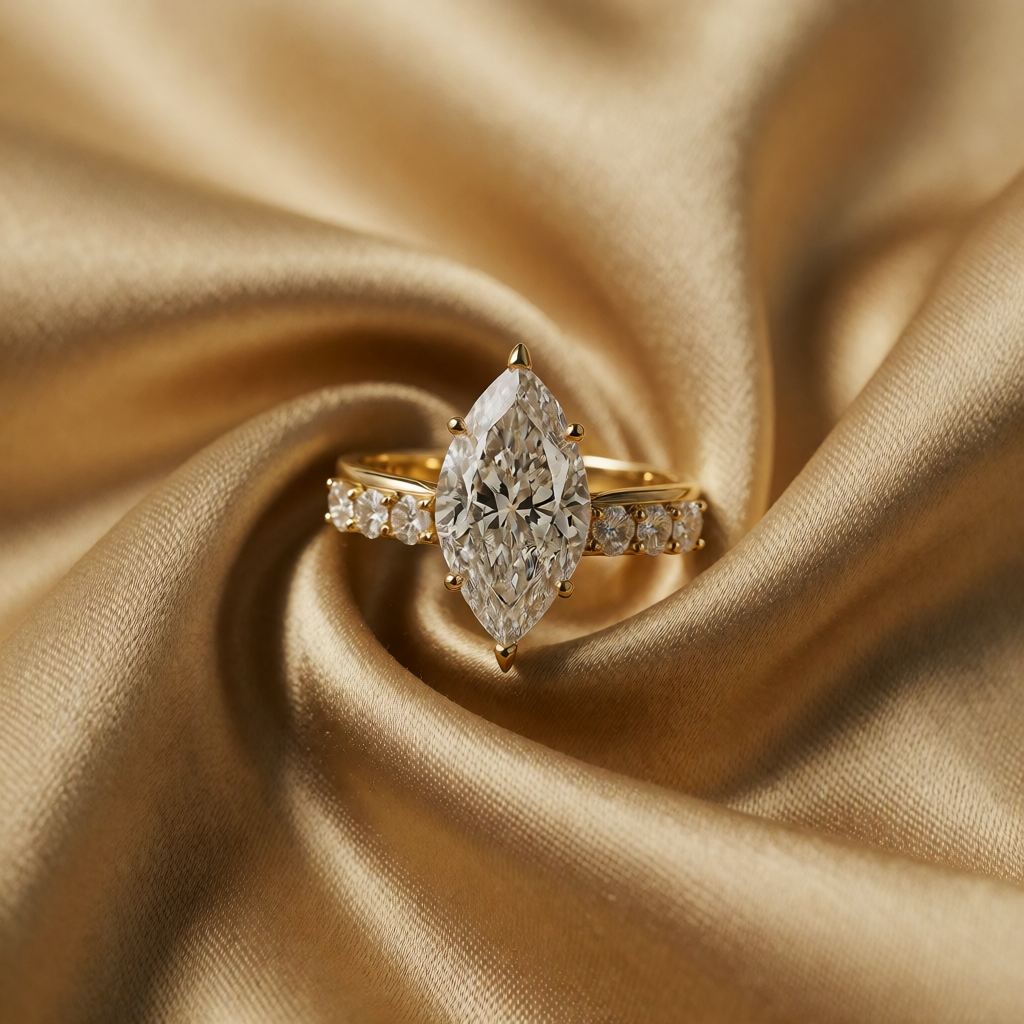 Gold Ring Méabh with Marquise Crystal