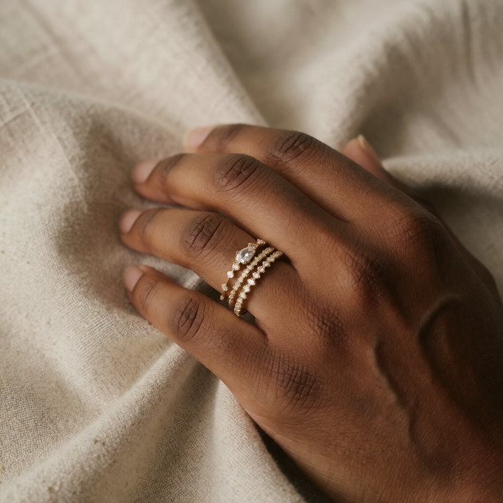 Gold Ring Set Fiadh with Zirconia