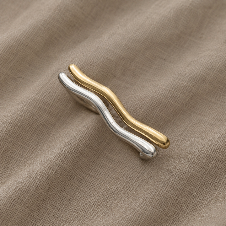 Gold &amp; Silver Ring Cara with Branch Motif