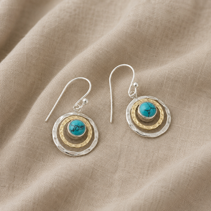 Gold &amp; Silver Ring Set Dingle with Turquoise