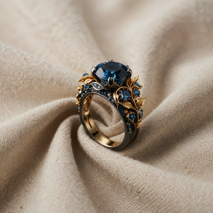 Gold Ring Órla with Blue Sapphire