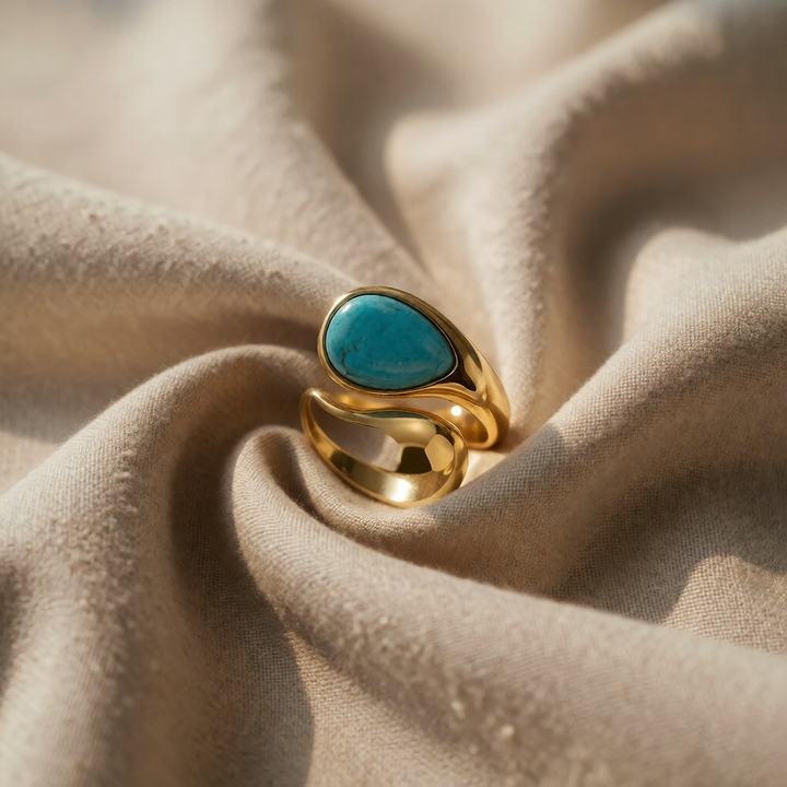 Gold Adjustable Ring Aoibhinn with Turquoise