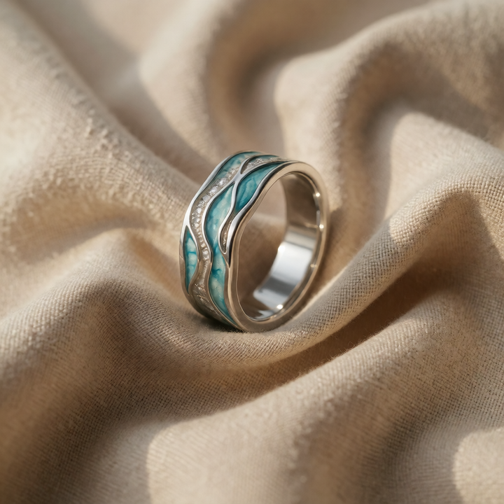 Silver Ring Sorcha with Turquoise Waves