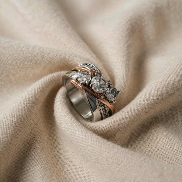 Gold &amp; Silver Ring Béibhinn with Zirconia