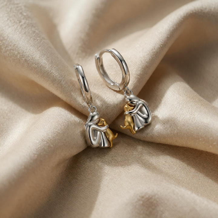 Gold &amp; Silver Dog Hug Earrings Nóra