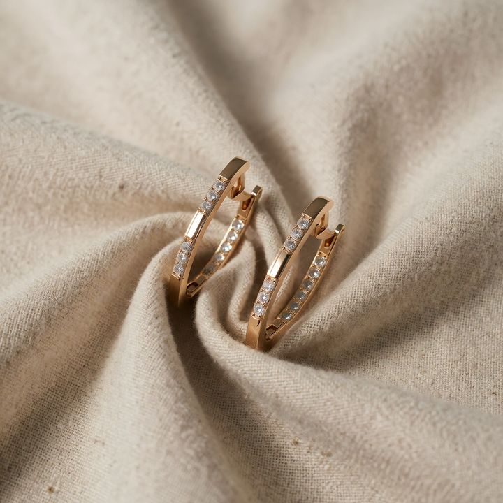 Rose Gold Hoop Earrings Eithne with Zirconia