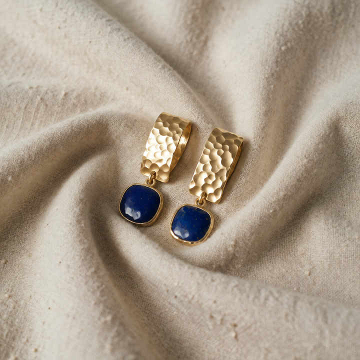 Gold Drop Earrings Róisín with Lapis Lazuli