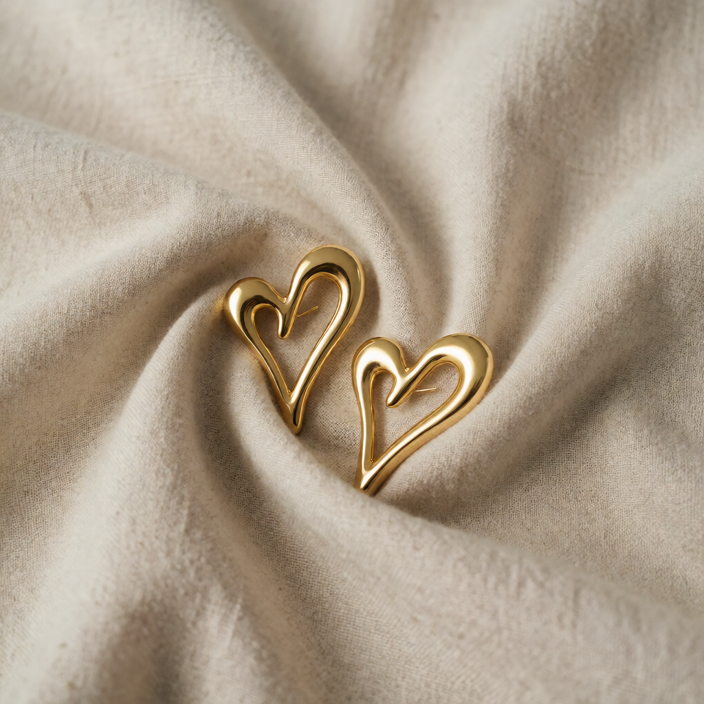 Gold Heart Stud Earrings Niamh