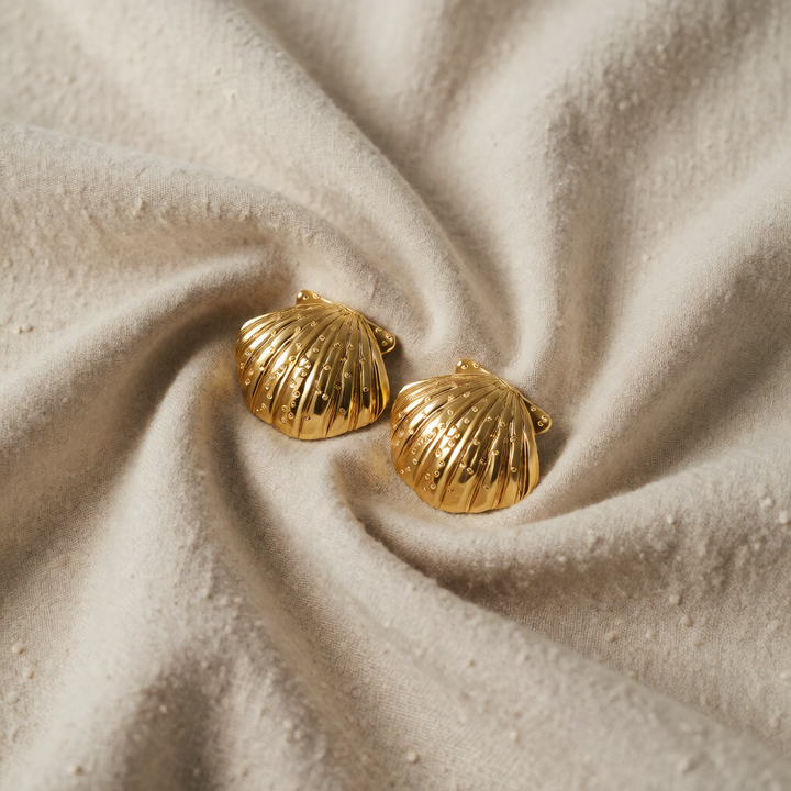 Gold Shell Stud Earrings Eithne