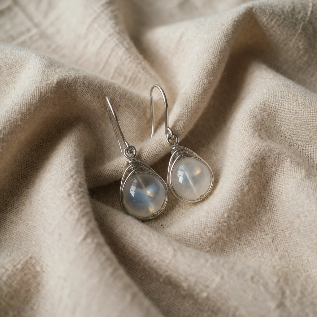 Silver Drop Earrings Clifden with Moonstone