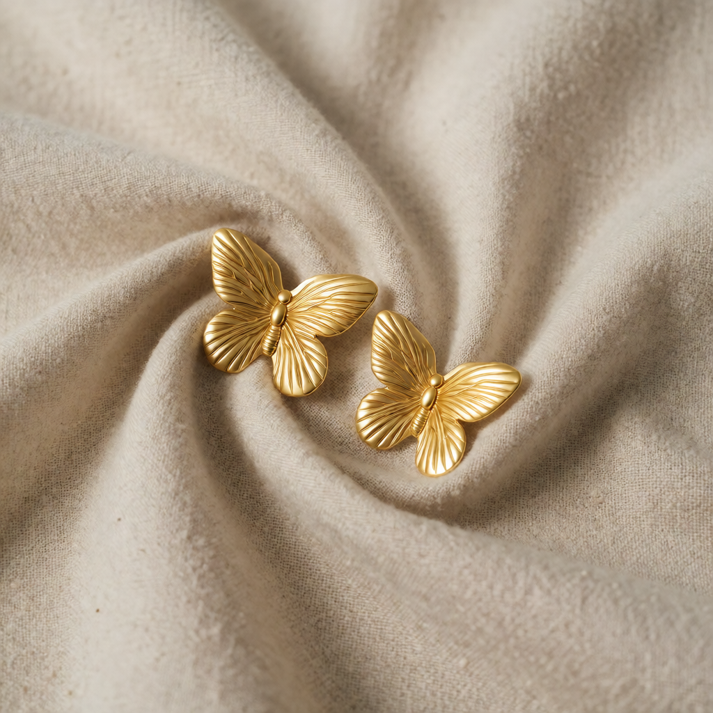 Gold Butterfly Stud Earrings Dervla