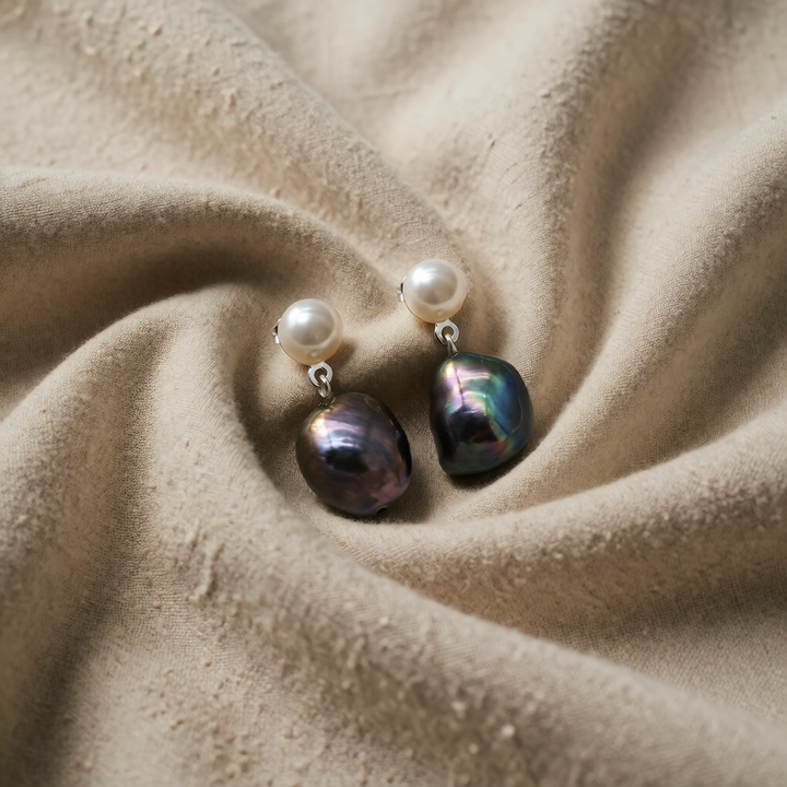 Silver Drop Earrings Laoise with Baroque Pearls