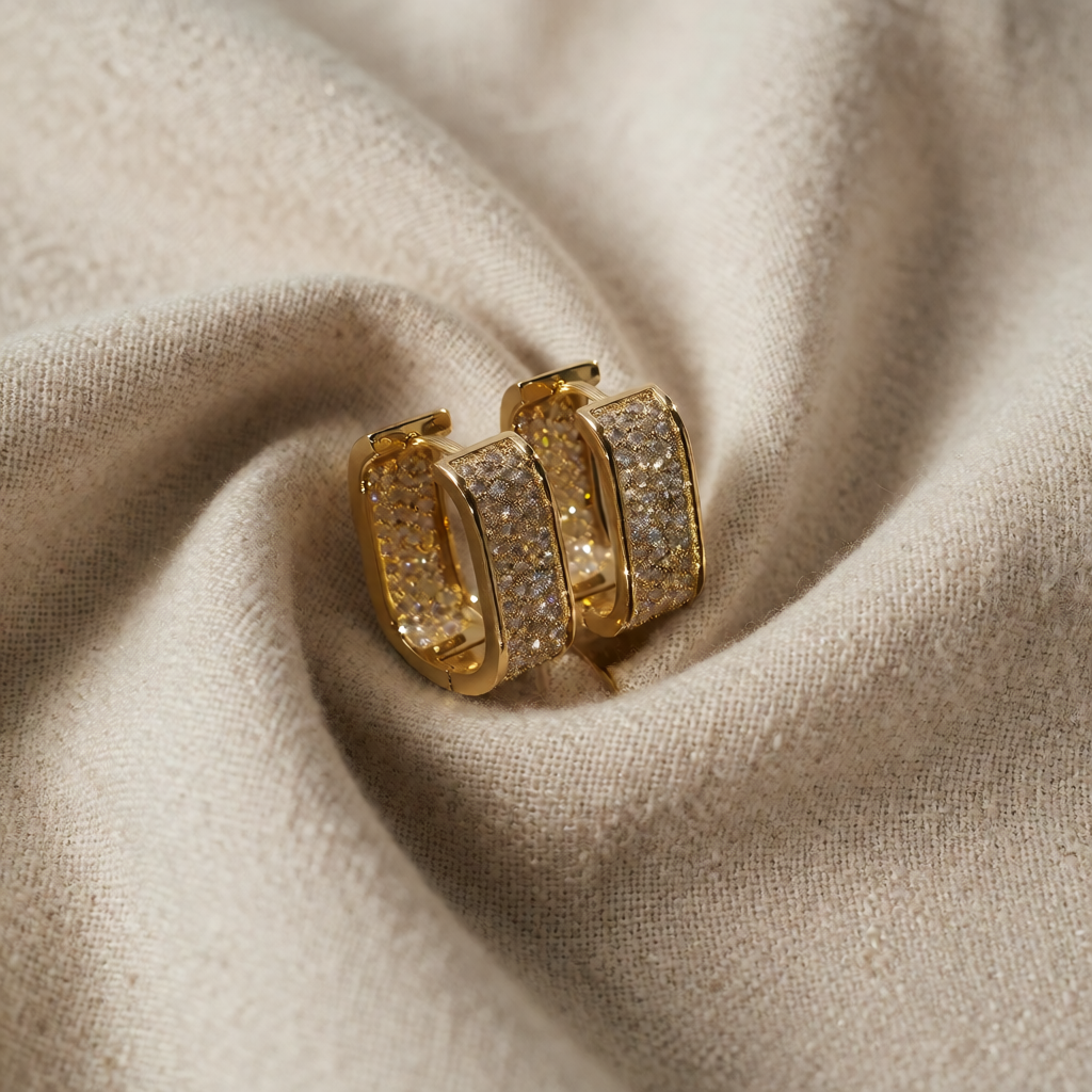 Gold Huggie Earrings Aisling with Zirconia
