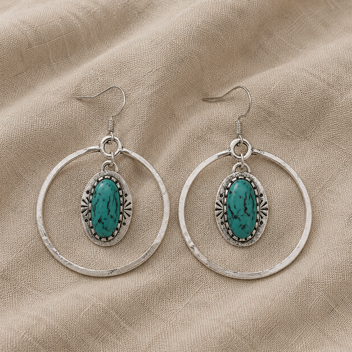 Silver Drop Earrings Dáiríne with Turquoise