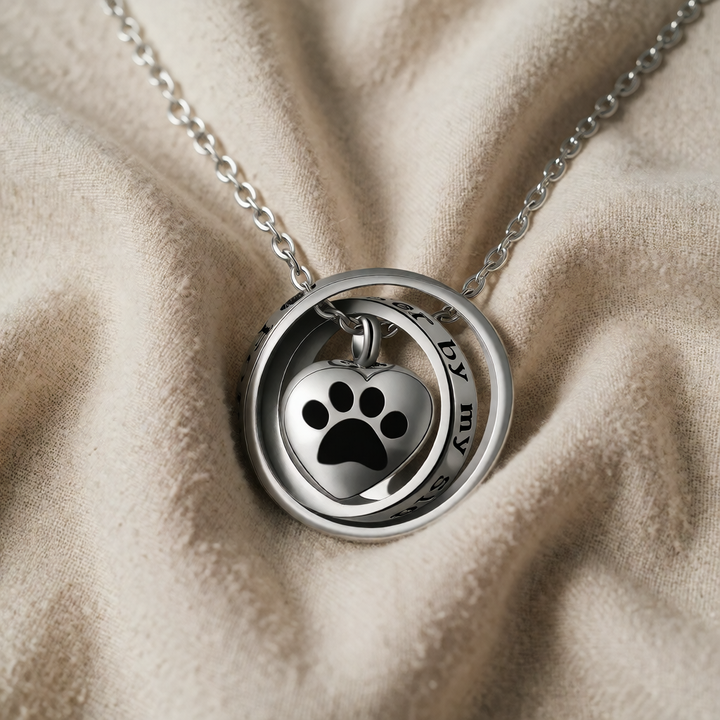 Stainless Steel Necklace Caoimhe with Paw Print Heart